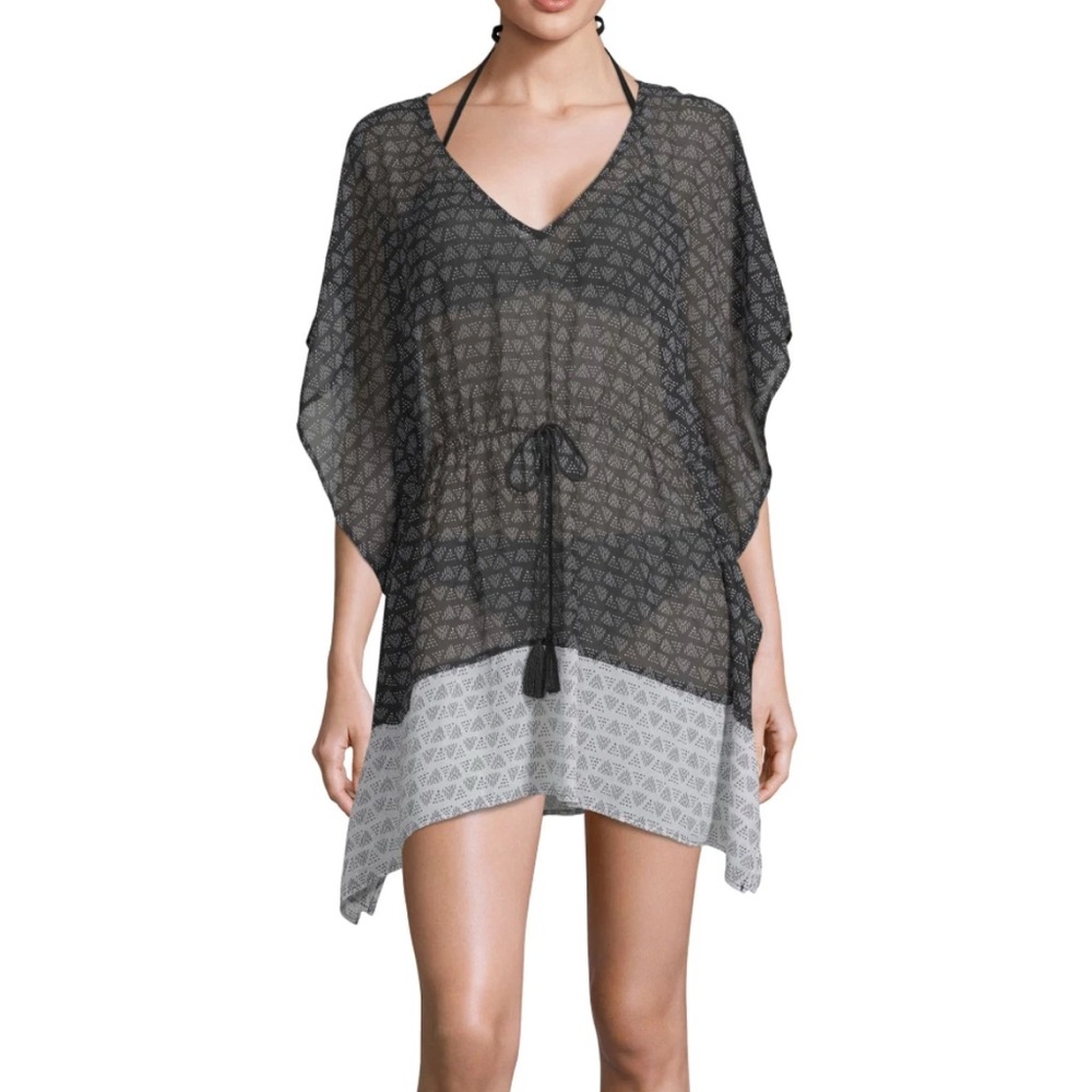 Black and Gray Women's Swim Cover-Up Small